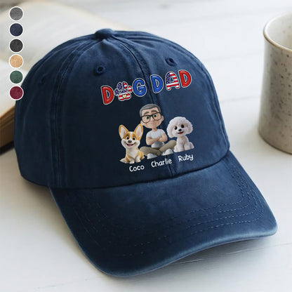 UPST55 Dog Dad - Personalized Custom Wash Denim Cap