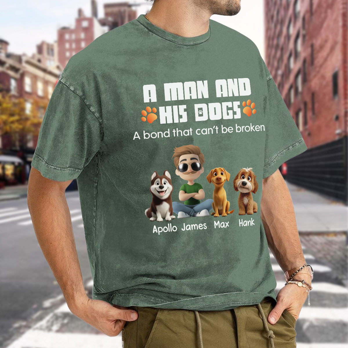 UPST56 A Man And His Dog A Bond That Can't Be Broken - Personalized Custom Washed T-shirt