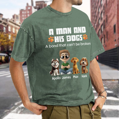 UPST56 A Man And His Dog A Bond That Can't Be Broken - Personalized Custom Washed T-shirt