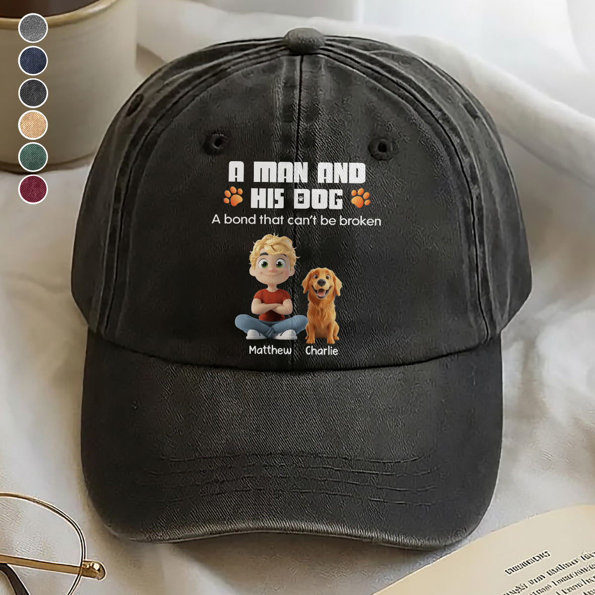 UPST56 A Man And His Dog A Bond That Can't Be Broken - Personalized Custom Wash Denim Cap
