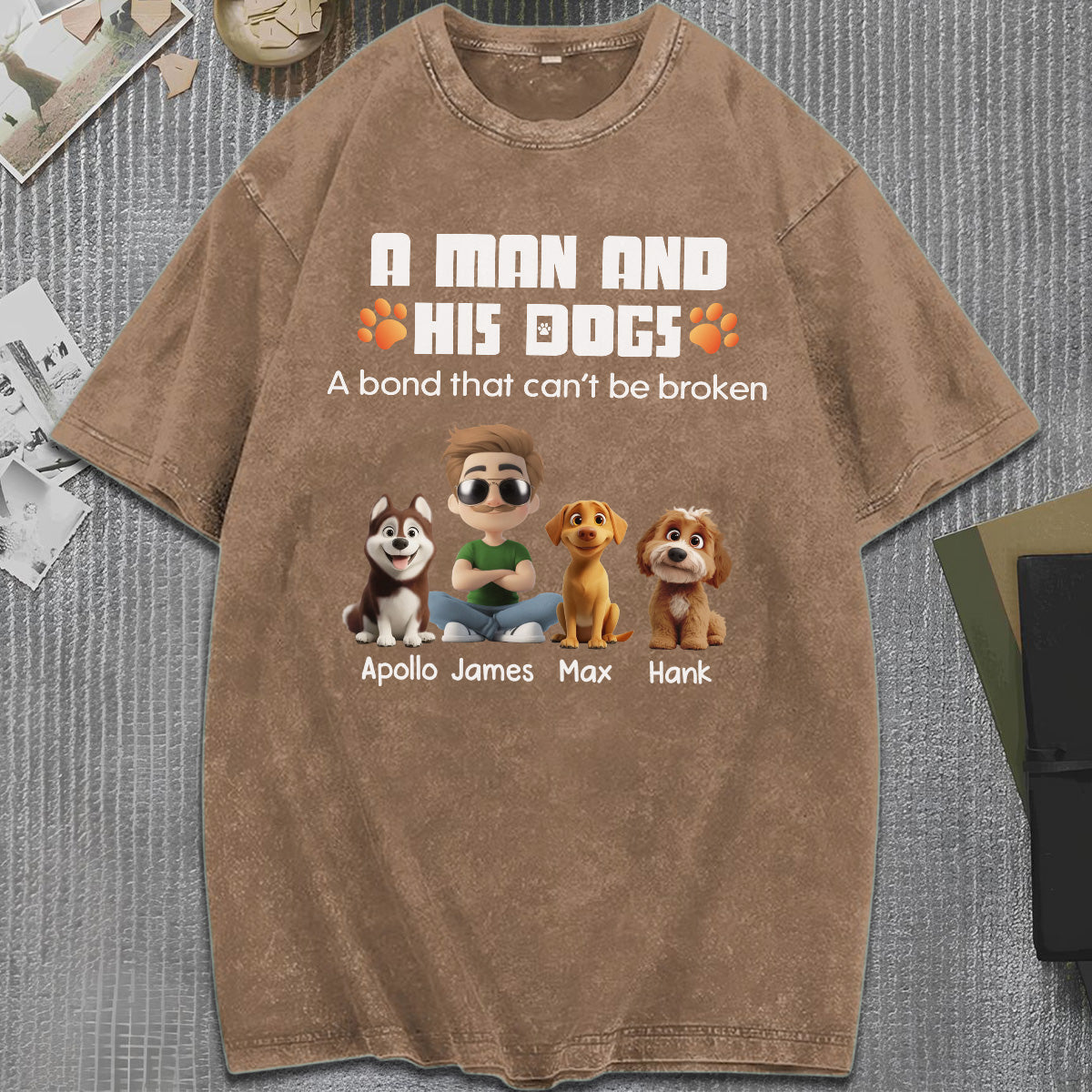 UPST56 A Man And His Dog A Bond That Can't Be Broken - Personalized Custom Washed T-shirt