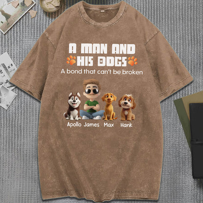 UPST56 A Man And His Dog A Bond That Can't Be Broken - Personalized Custom Washed T-shirt