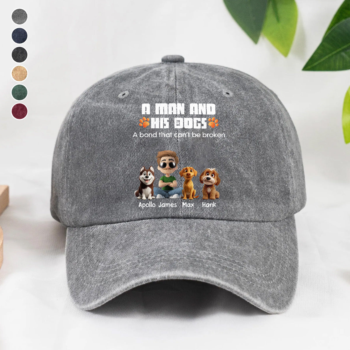 UPST56 A Man And His Dog A Bond That Can't Be Broken - Personalized Custom Wash Denim Cap