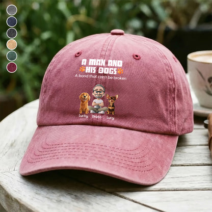 UPST56 A Man And His Dog A Bond That Can't Be Broken - Personalized Custom Wash Denim Cap