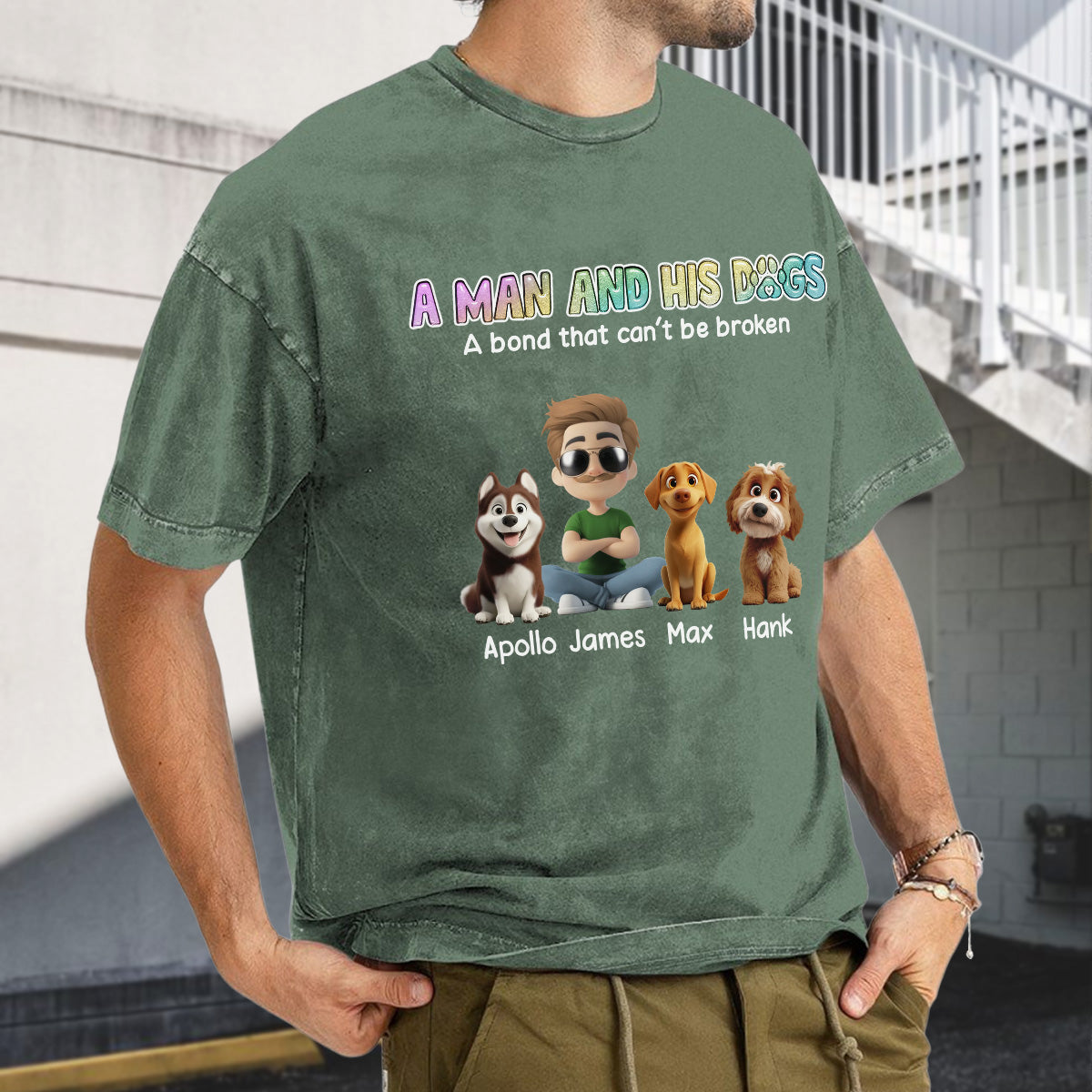 UPST57 A Man And His Dog A Bond That Can't Be Broken - Personalized Custom Washed T-shirt