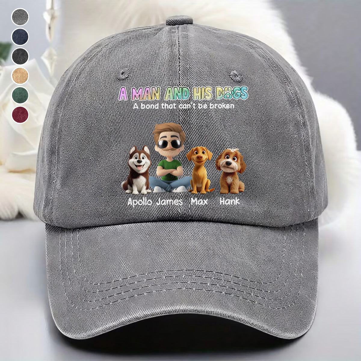 UPST57 A Man And His Dog A Bond That Can't Be Broken - Personalized Custom Wash Denim Cap