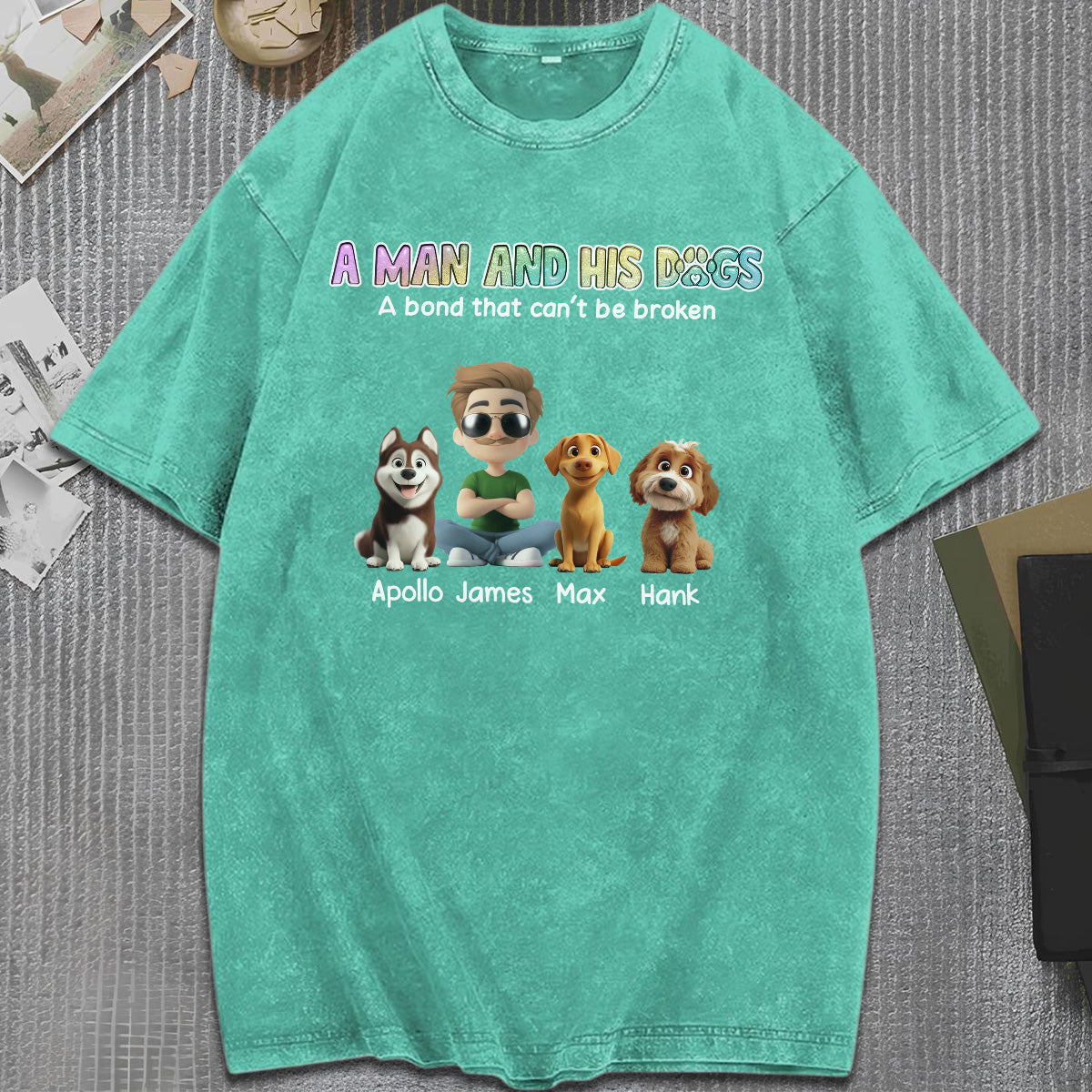UPST57 A Man And His Dog A Bond That Can't Be Broken - Personalized Custom Washed T-shirt