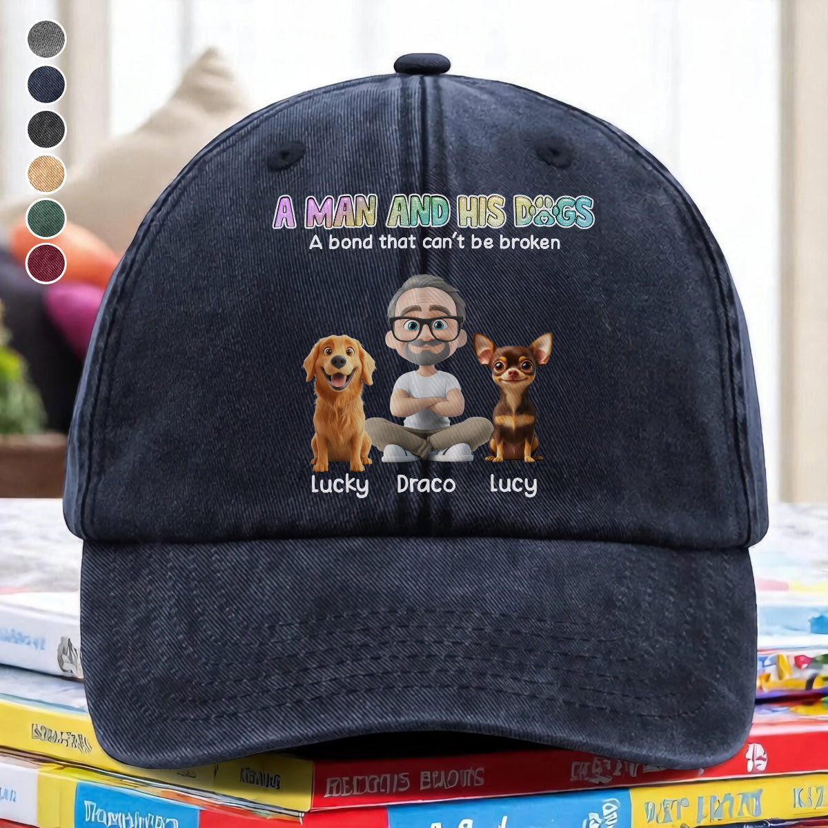 UPST57 A Man And His Dog A Bond That Can't Be Broken - Personalized Custom Wash Denim Cap