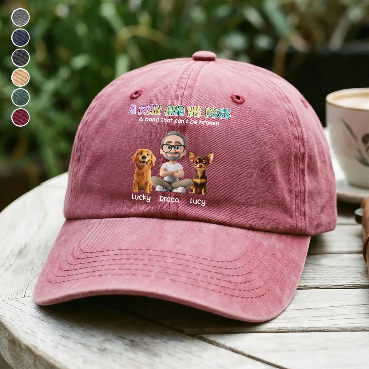 UPST57 A Man And His Dog A Bond That Can't Be Broken - Personalized Custom Wash Denim Cap