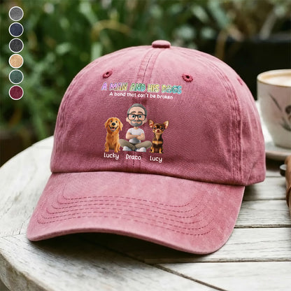 UPST57 A Man And His Dog A Bond That Can't Be Broken - Personalized Custom Wash Denim Cap