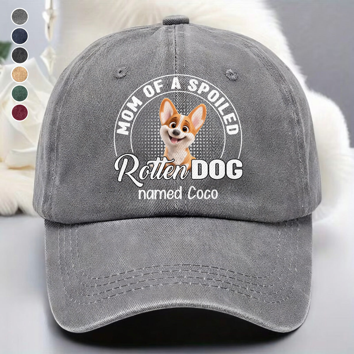 UPST58 Dad Of A Spoiled Rotten Dog - Personalized Custom Wash Denim Cap