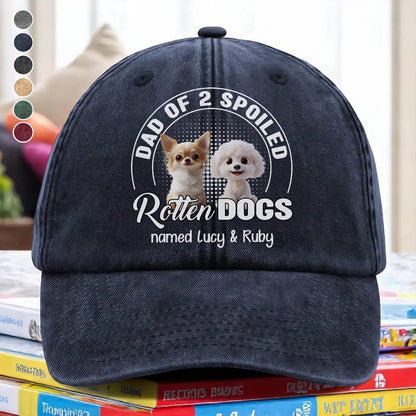 UPST58 Dad Of A Spoiled Rotten Dog - Personalized Custom Wash Denim Cap
