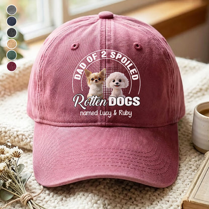 UPST58 Dad Of A Spoiled Rotten Dog - Personalized Custom Wash Denim Cap