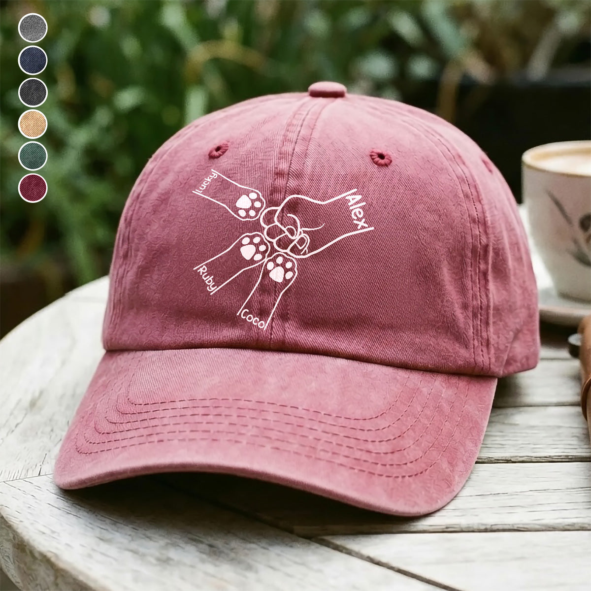 UPST59 Paws And Dad Fist Bump - Personalized Custom Wash Denim Cap