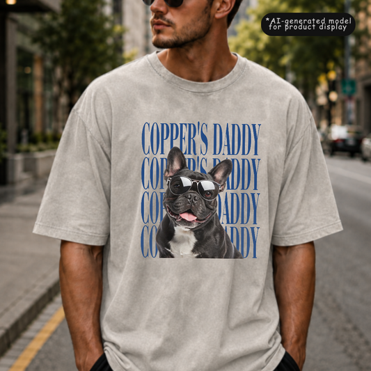 VPST37 Vintage Photo Upload Dog Dad Dog Mom Cat Dad Cat Mom - Personalized Washed T-shirt