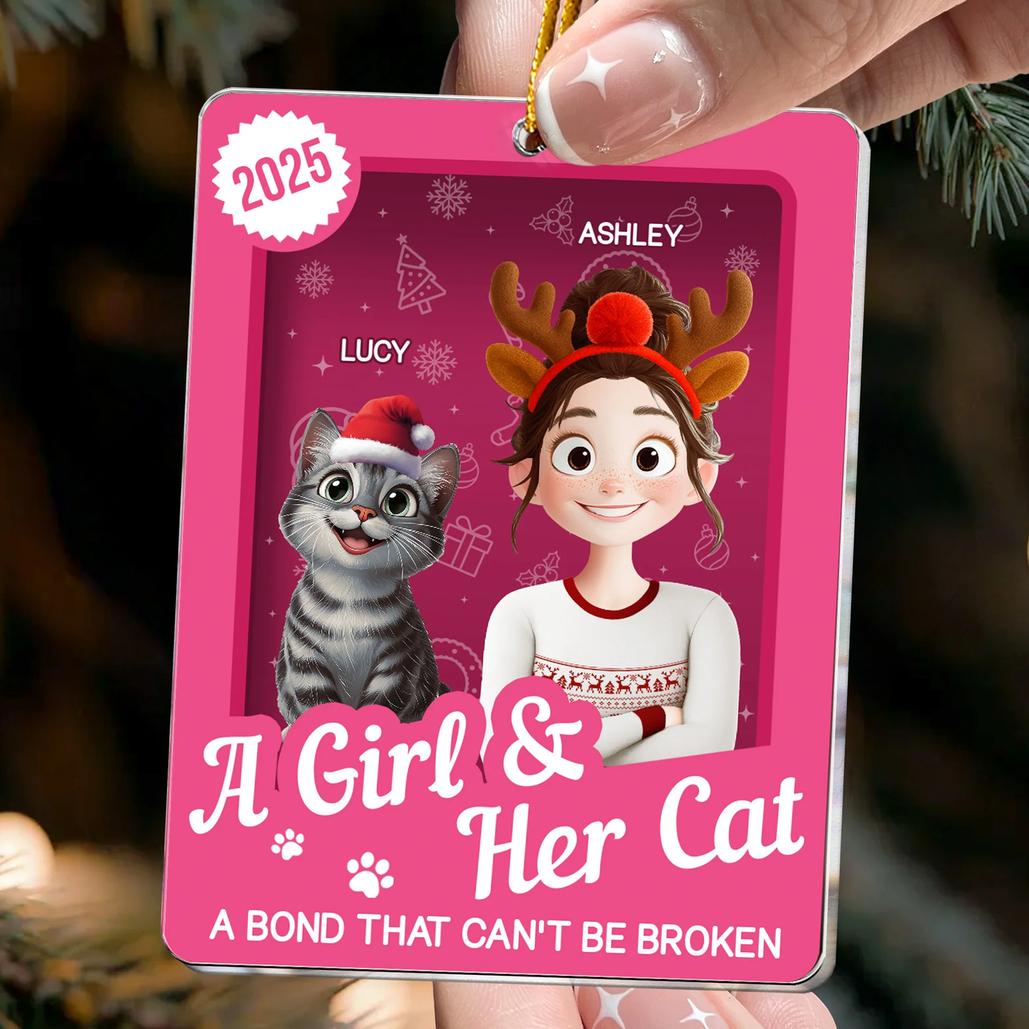 PSTG07 A Girl And Her Cat A Bond That Can't Be Broken - Personalized Acrylic Ornament