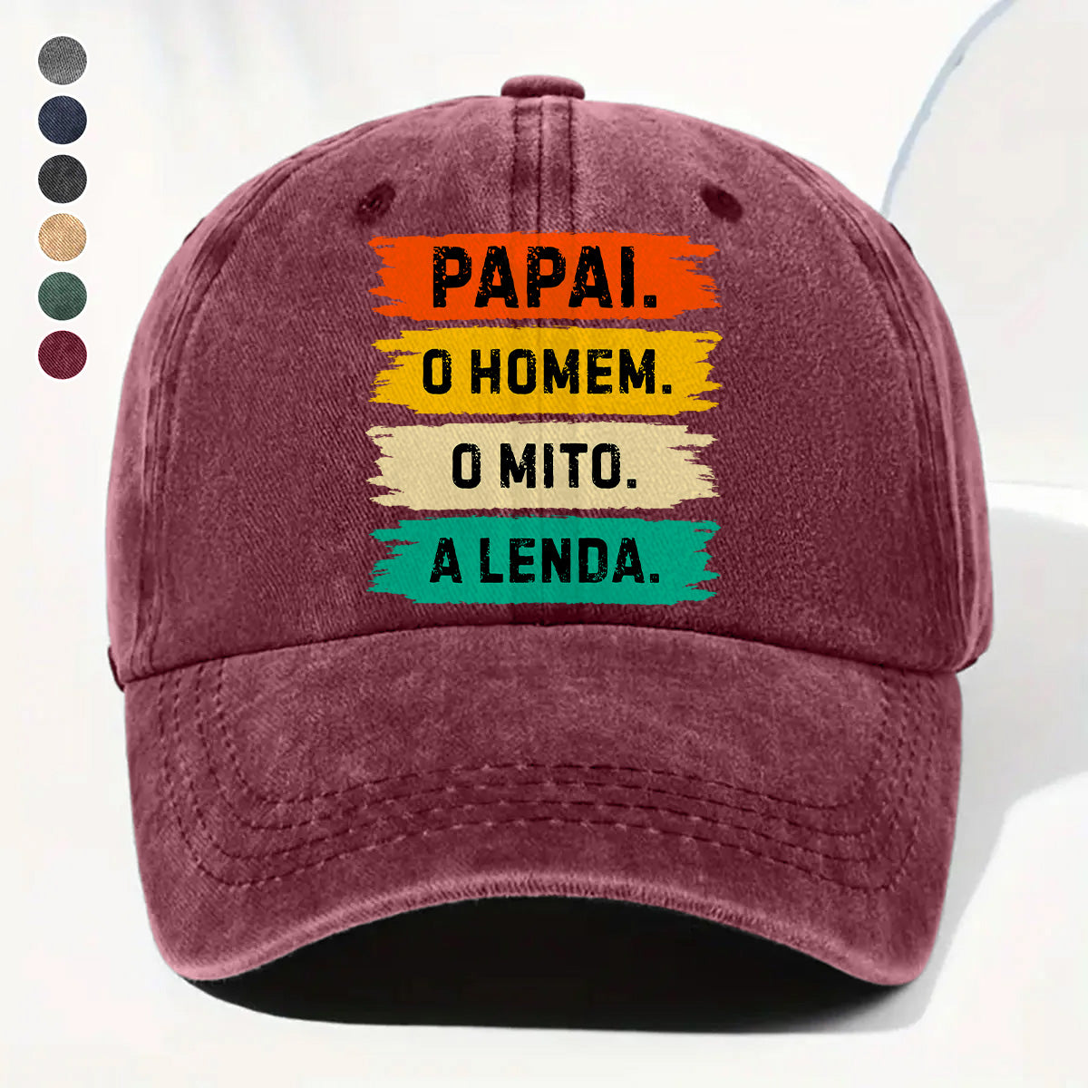 PST214 Papal O Homem O Mito A Lenda - Personalized Custom Wash Denim Cap
