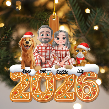 PSTG18 2026 Fur Parents Christmas Gingerbread 3D Effect - Personalized Acrylic Wood Ornament