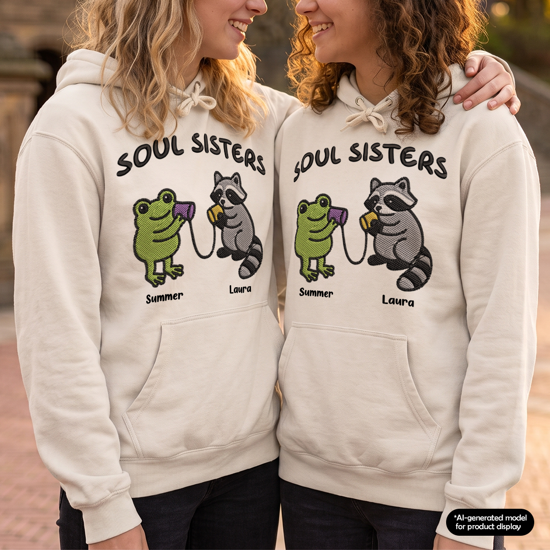 MPST01 Soul Sisters Embroidery Effect - Personalized T-shirt Hoodie