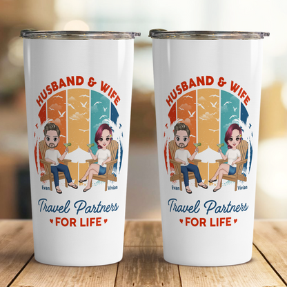 VPST36 Husband and Wife Travel Partners For Life - Personalized Custom Tumbler