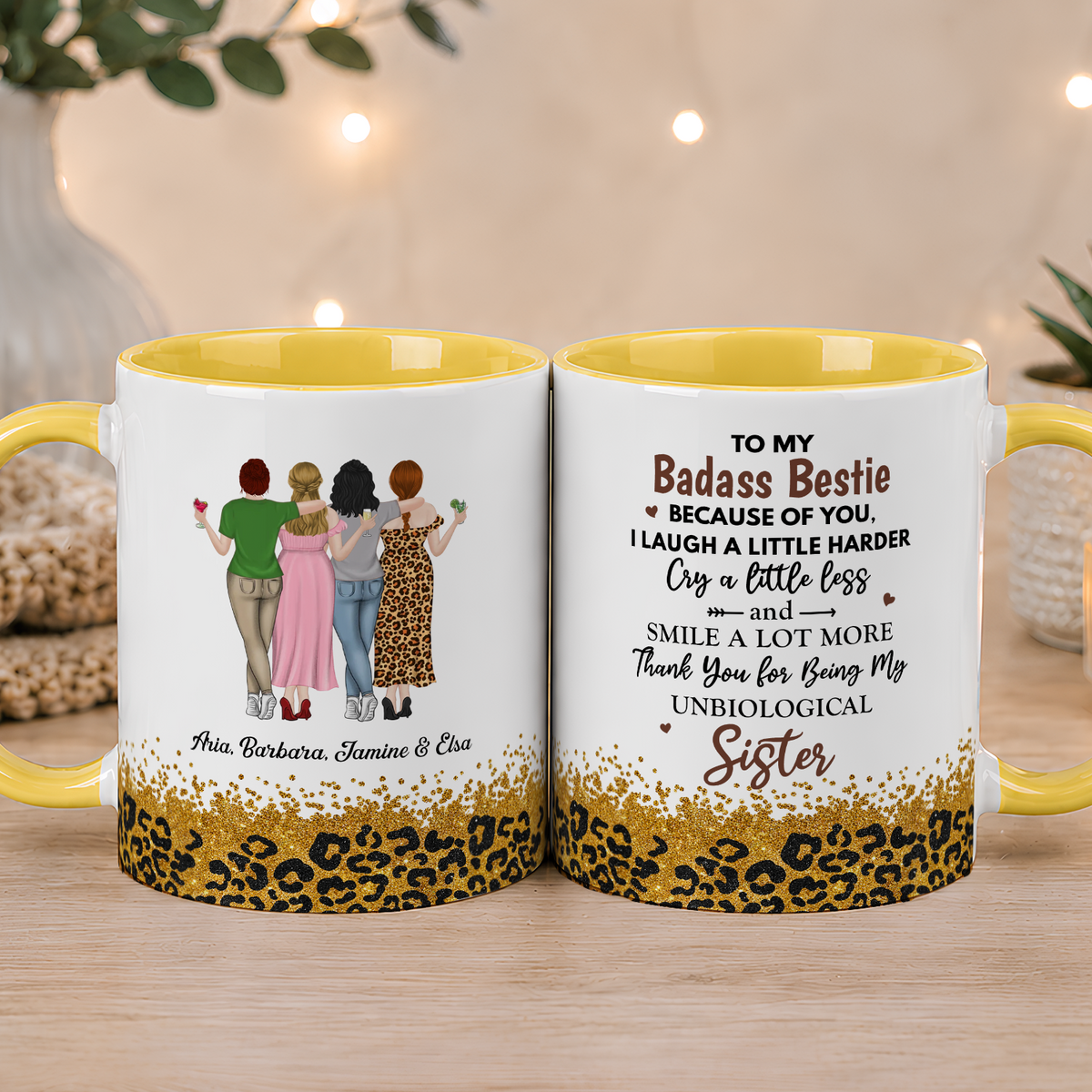 APST13 To My Badass Bestie Because Of You I Laugh A Little Harder - Personalized White Mug Accent Mug