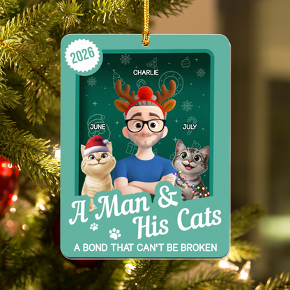 PSTG08 A Boy And His Cat A Bond That Can't Be Broken - Personalized Acrylic Ornament