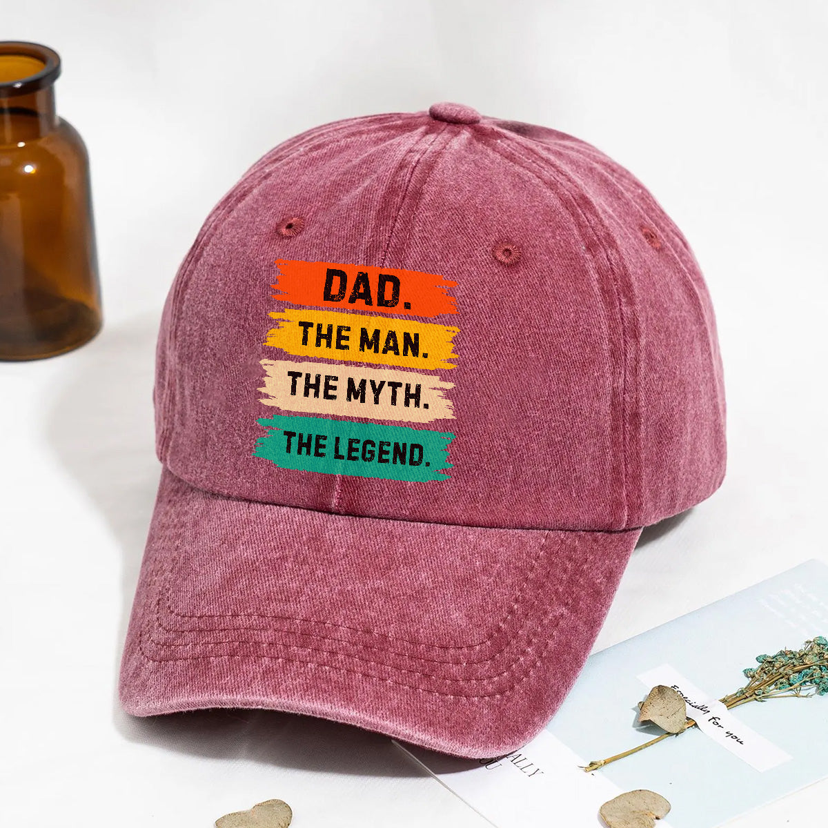 PST214 Dad The Man The Myth The Legend - Personalized Custom Wash Denim Cap