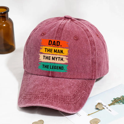 PST214 Dad The Man The Myth The Legend - Personalized Custom Wash Denim Cap