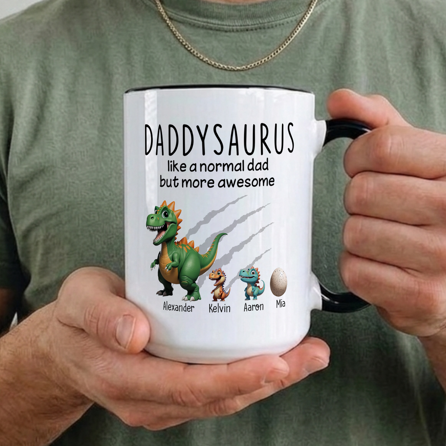 VPST07 Grandpasaurus And Kids Dinosaurs - Personalized White Mug Accent Mug