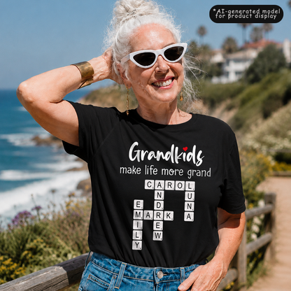 VPST53 Grandkids Make Life More Grand Kids Names Crossword Puzzle - Personalized T-shirt Hoodie