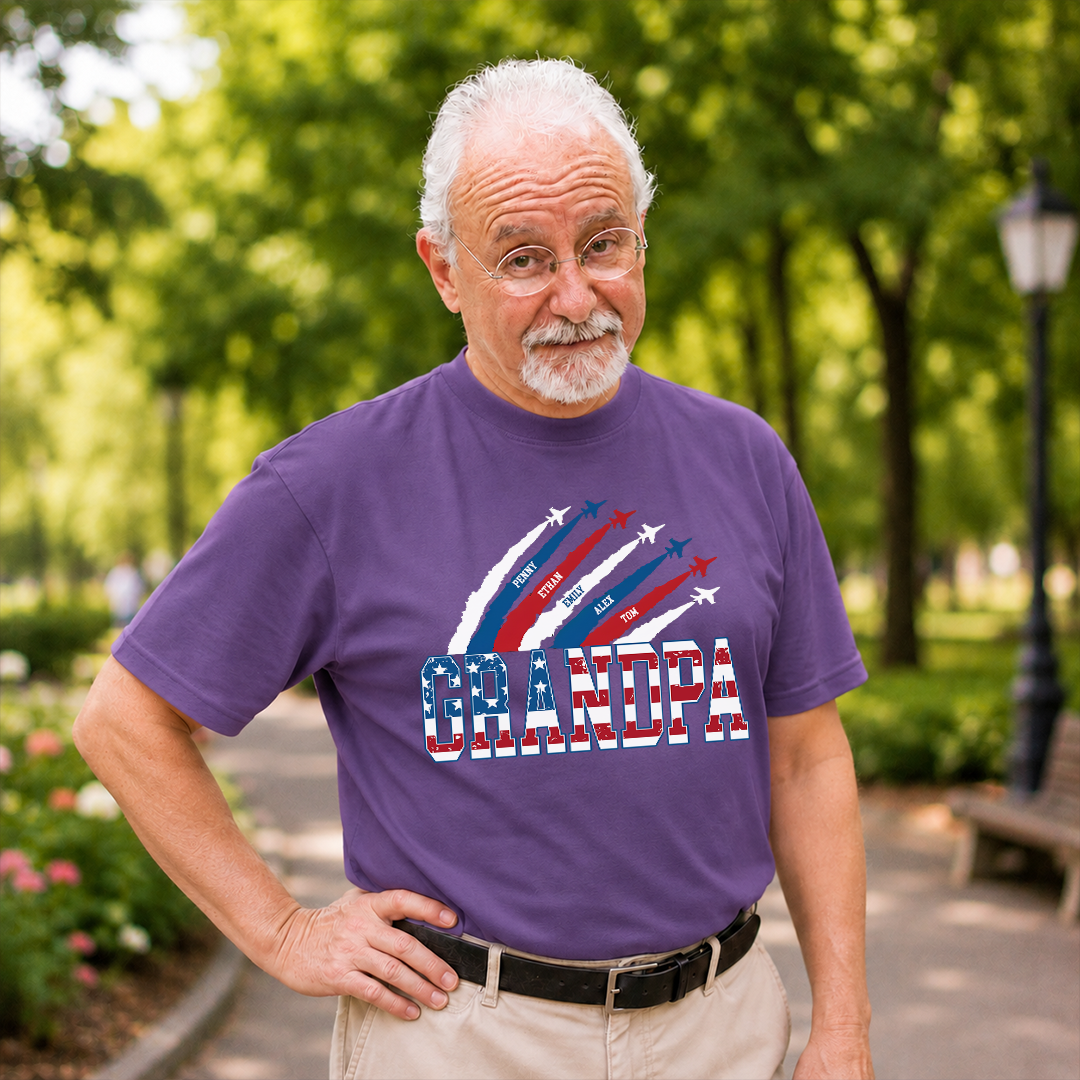 VPST28 American Flag Dad Grandpa - Personalized T-shirt Hoodie