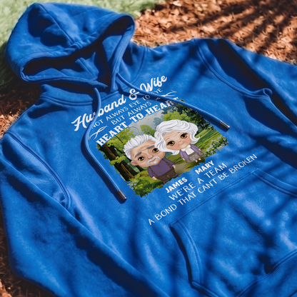 MPST07 Husband Wife Heart To Heart A Bond That Can't Be Broken - Personalized T-shirt Hoodie