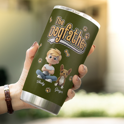 VPST34 The Dog Father Embroidery Effect - Personalized Custom Tumbler