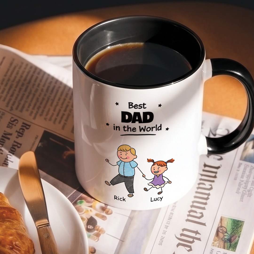 MPST04 Best Dad In The World - Personalized White Mug Accent Mug