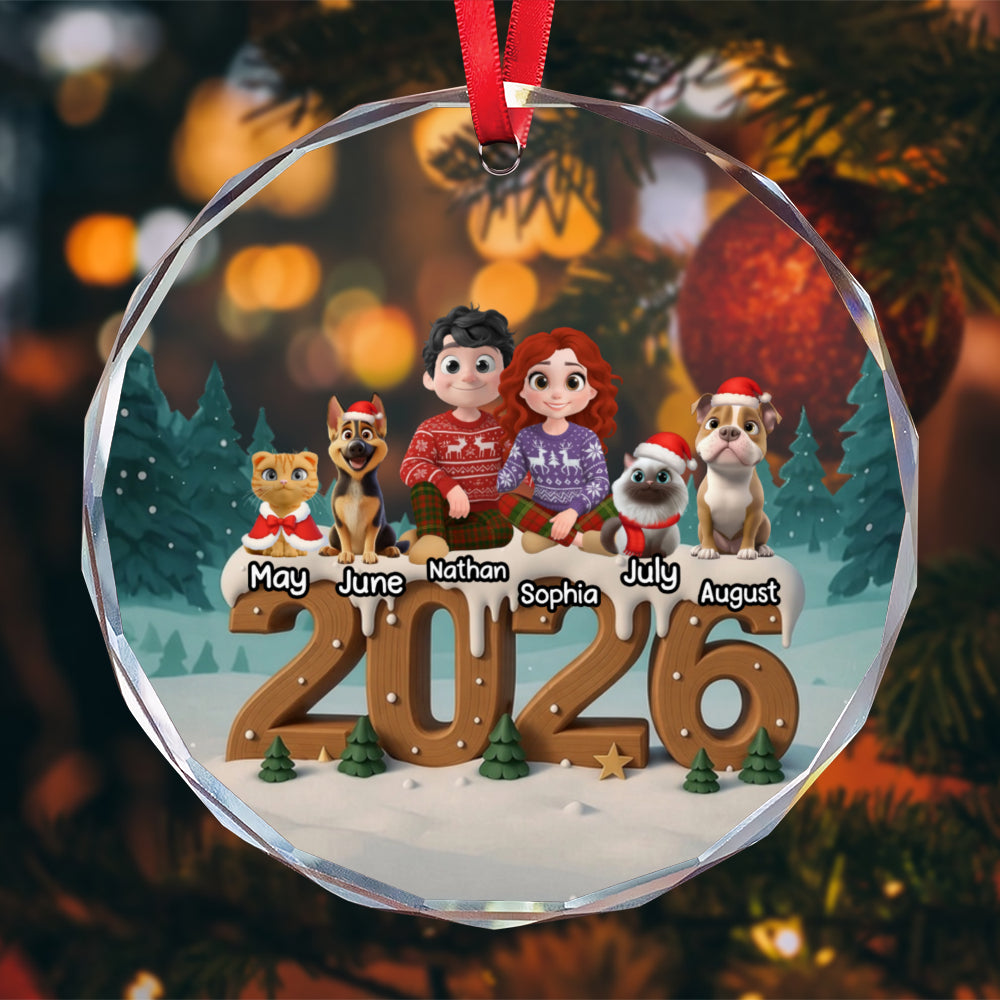 PSTG17 2026 Fur Parents Christmas 3D Effect - Personalized Glass Ornament