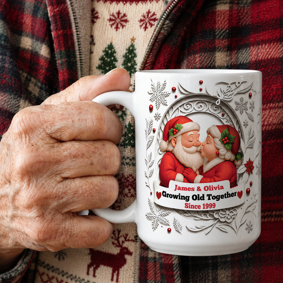 VPST59 Growing Old Together Mr and Mrs Claus Christmas Couple - White Mug Accent Mug