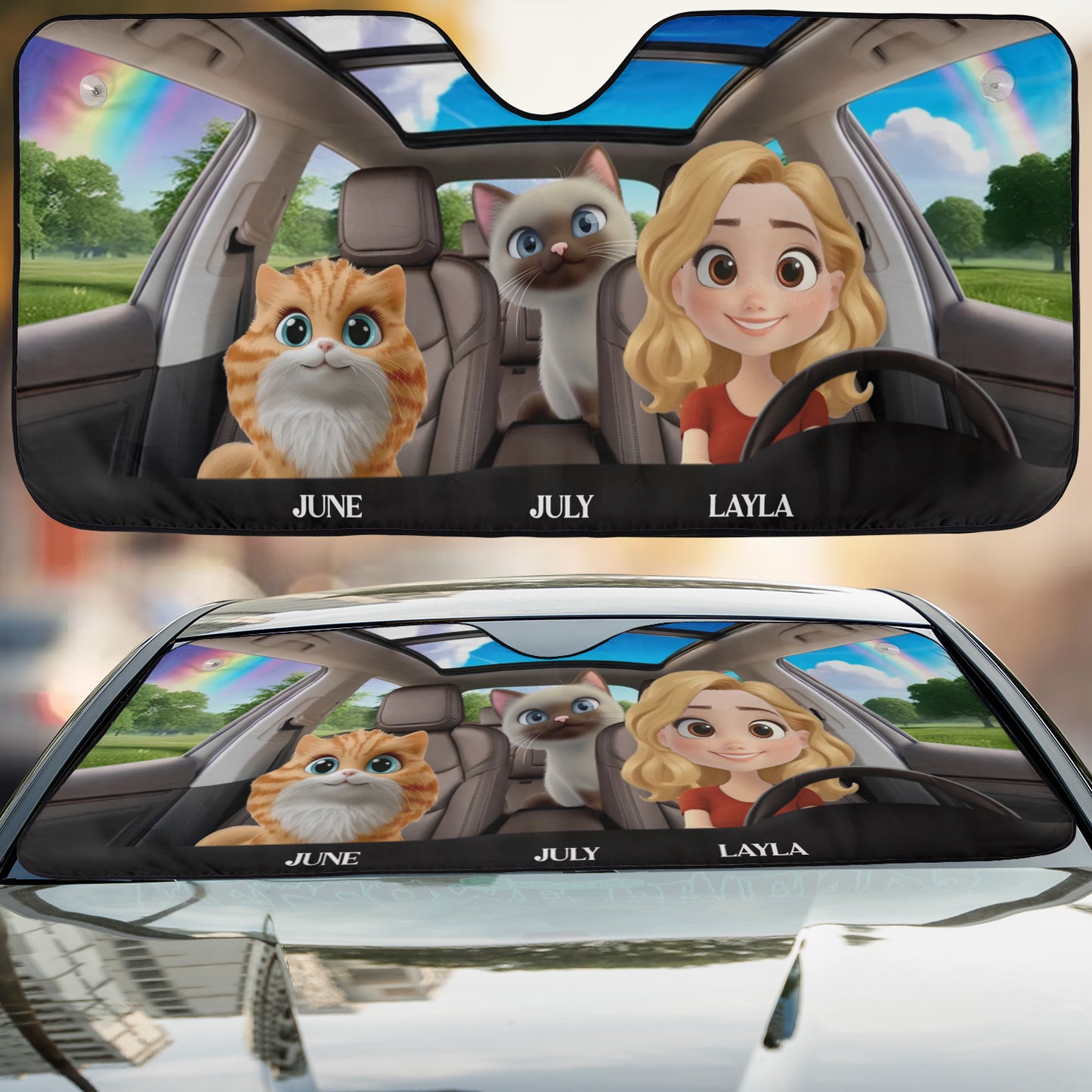 PSTC04 Cat Dad Mom - Personalized Custom Car Sunshade