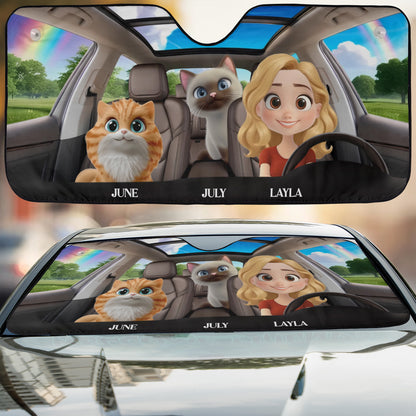PSTC04 Cat Dad Mom - Personalized Custom Car Sunshade