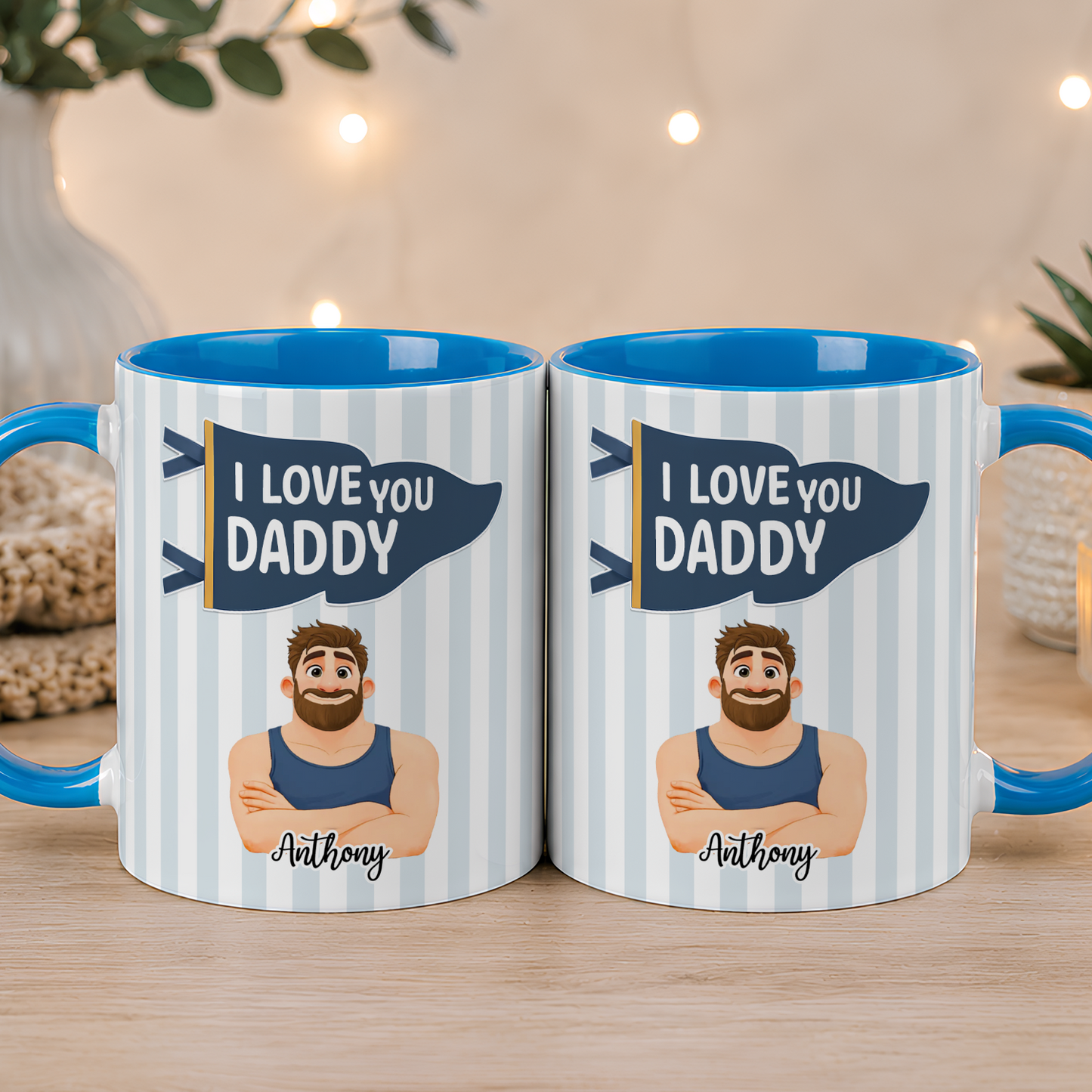 VPST61 Best Dad Ever Pennant Flag - Personalized White Mug Accent Mug