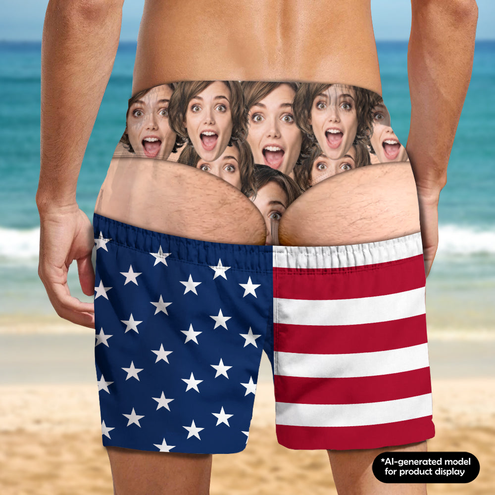 PST238 Upload Photo Funny Beach Short For Man - Personalized Custom Beach Short