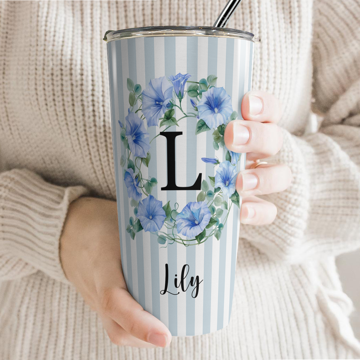 VPST75 Birth Flower Custom Name - Personalized Custom Tumbler
