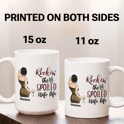 MPST06 Rocking The Spoiled Wife Life Leopard Pattern - Personalized White Mug Accent Mug