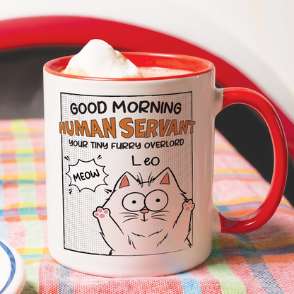 MPST09 Happy Father's Day Human Servant Your Tiny Furry Overlord - Personalized White Mug Accent Mug