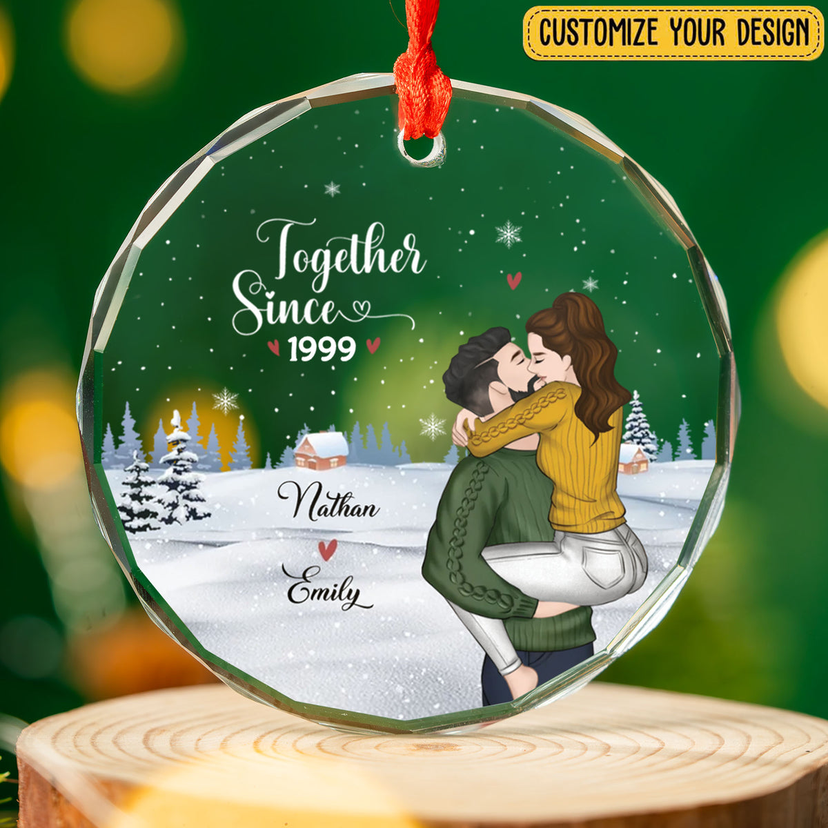 PST247 Our First Christmas Together - Personalized Glass Ornament