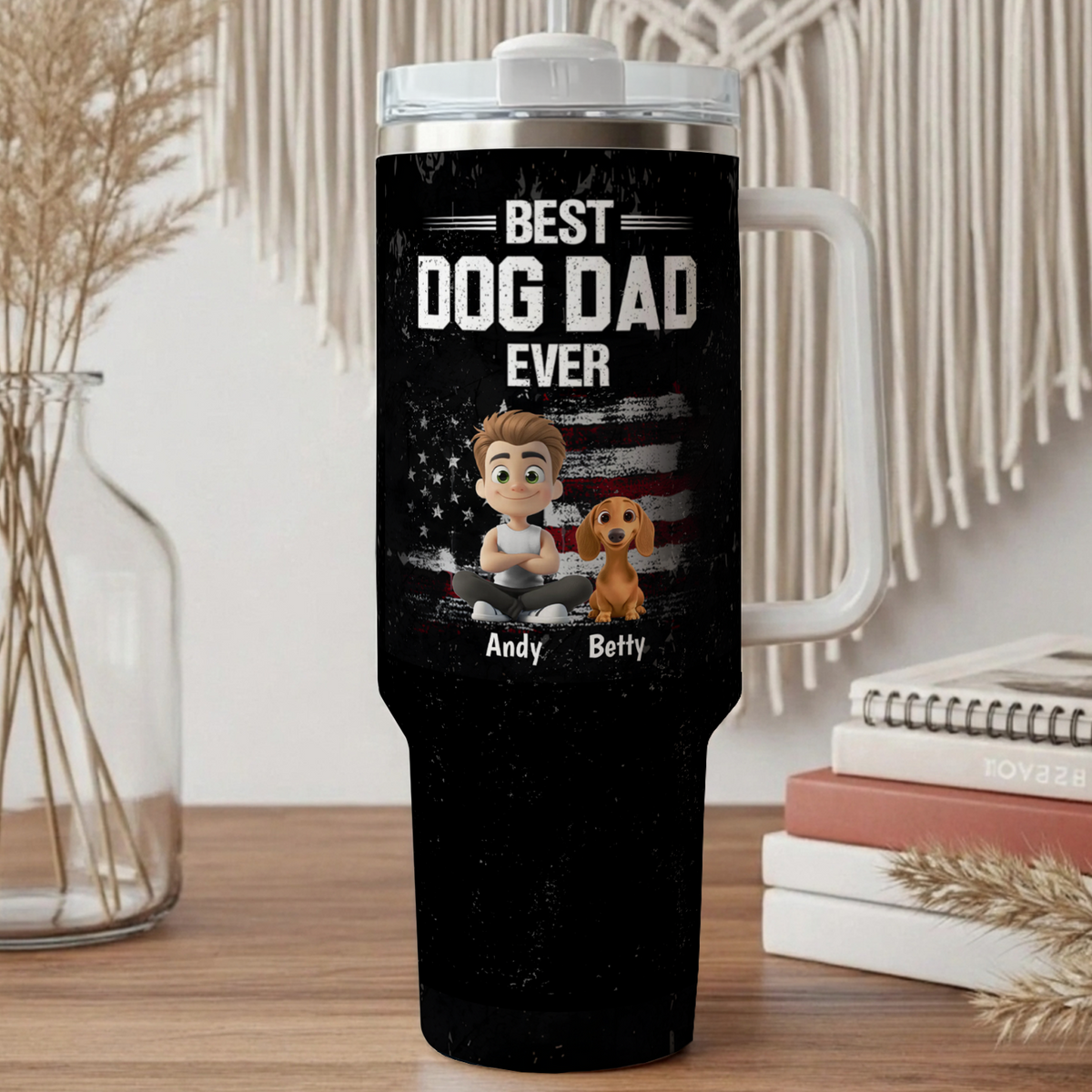 VPST65 American Best Dog Dad Ever - Personalized Custom Tumbler