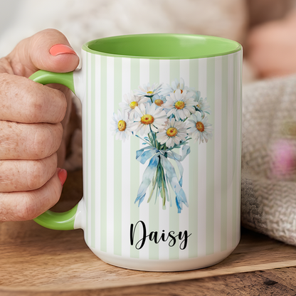VPST75 Birth Flower Custom Name - Personalized White Mug Accent Mug