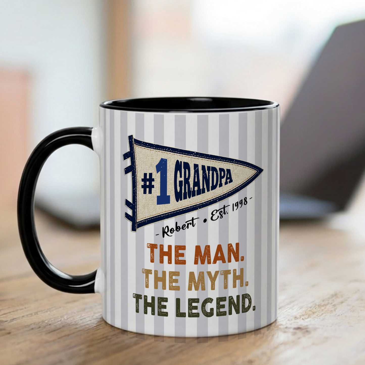VPST57 Dad The Man The Myth The Legend Pennant Flag - Personalized White Mug Accent Mug