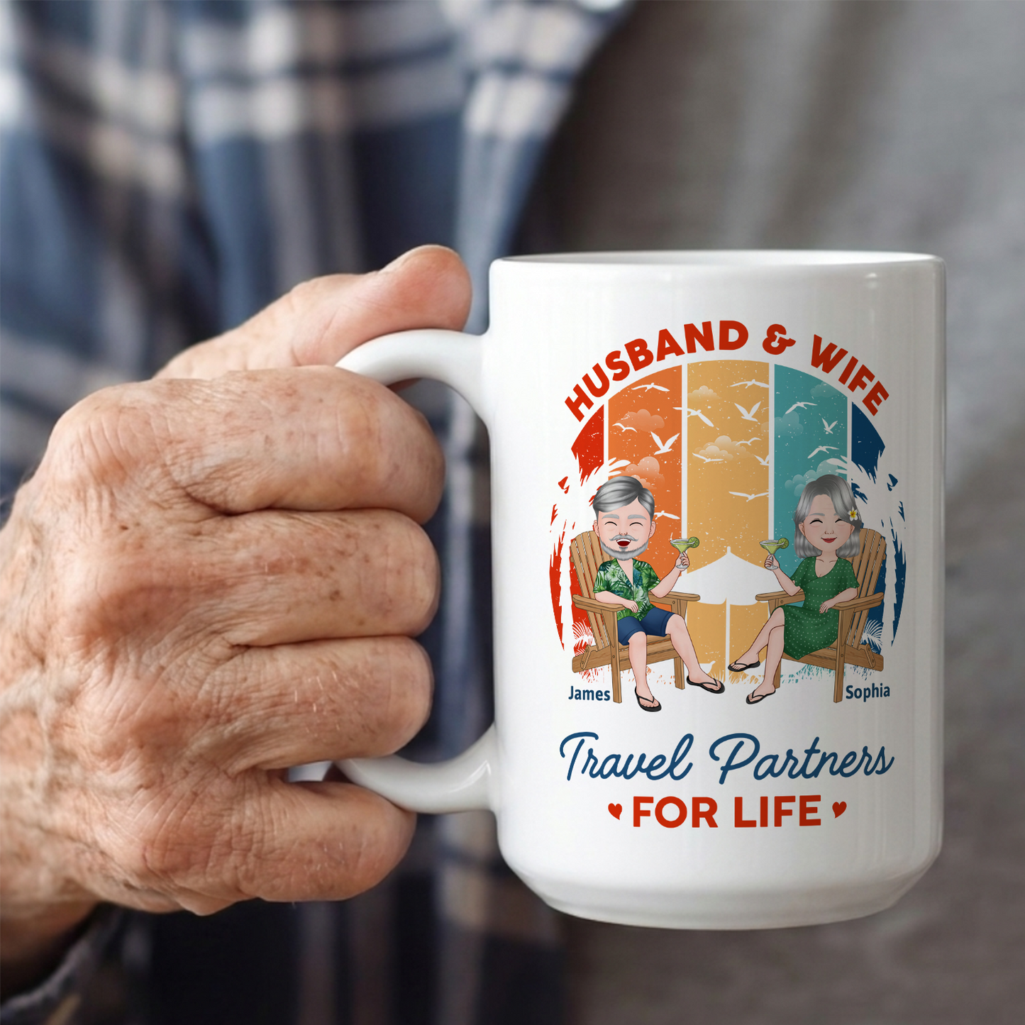 VPST36 Husband and Wife Travel Partners For Life - Personalized White Mug Accent Mug