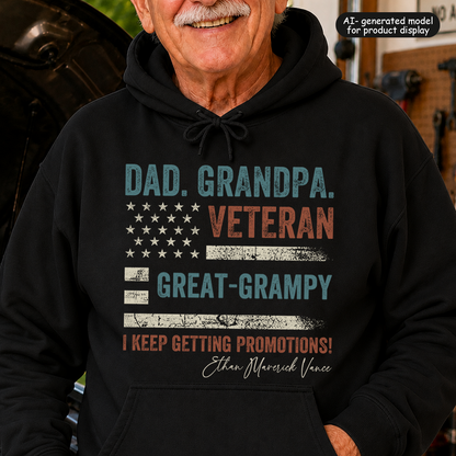 VPST25 Dad Grandpa Veteran Great-Grandpa - Personalized T-shirt Hoodie