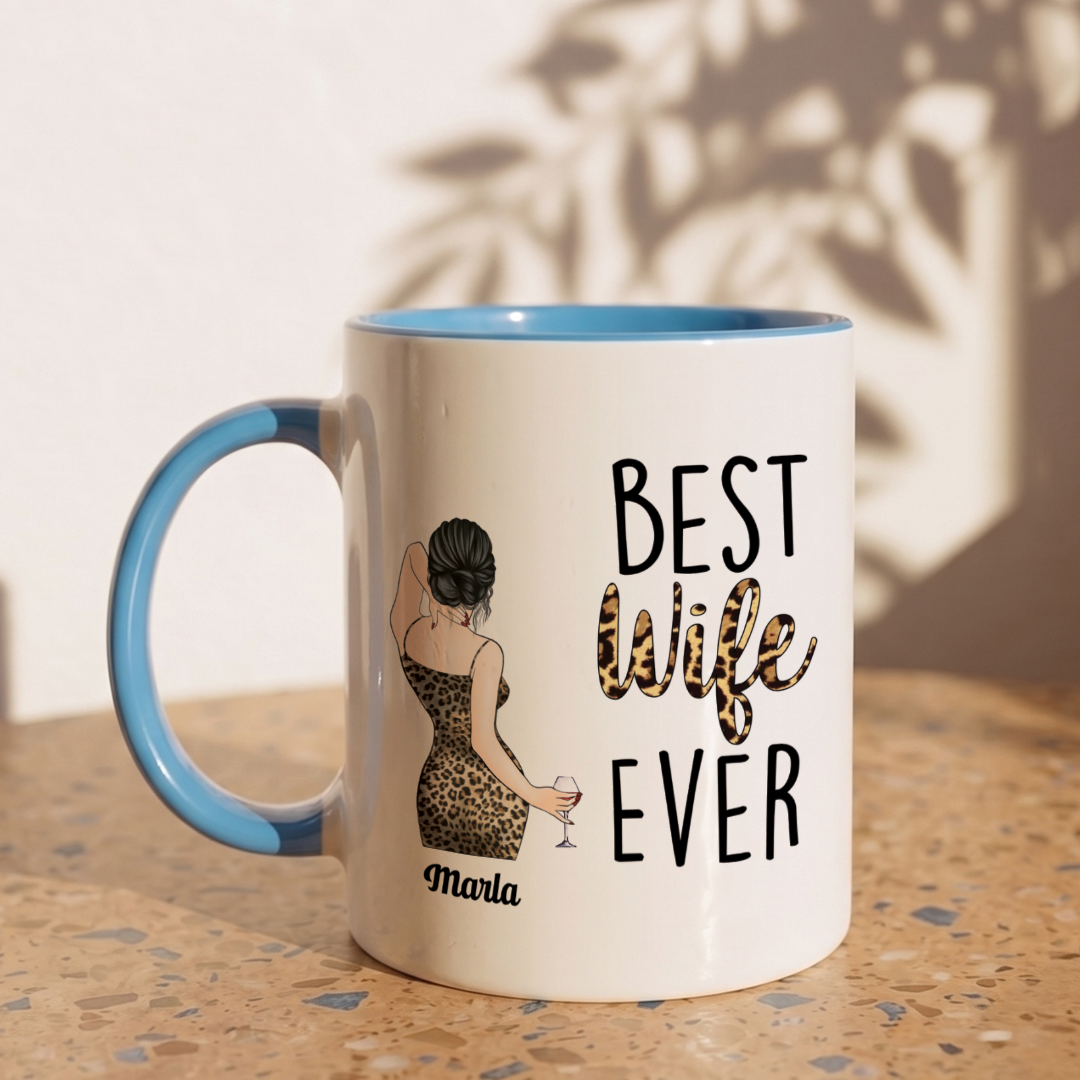 MPST05 Best Wife Ever Leopard Pattern - Personalized White Mug Accent Mug